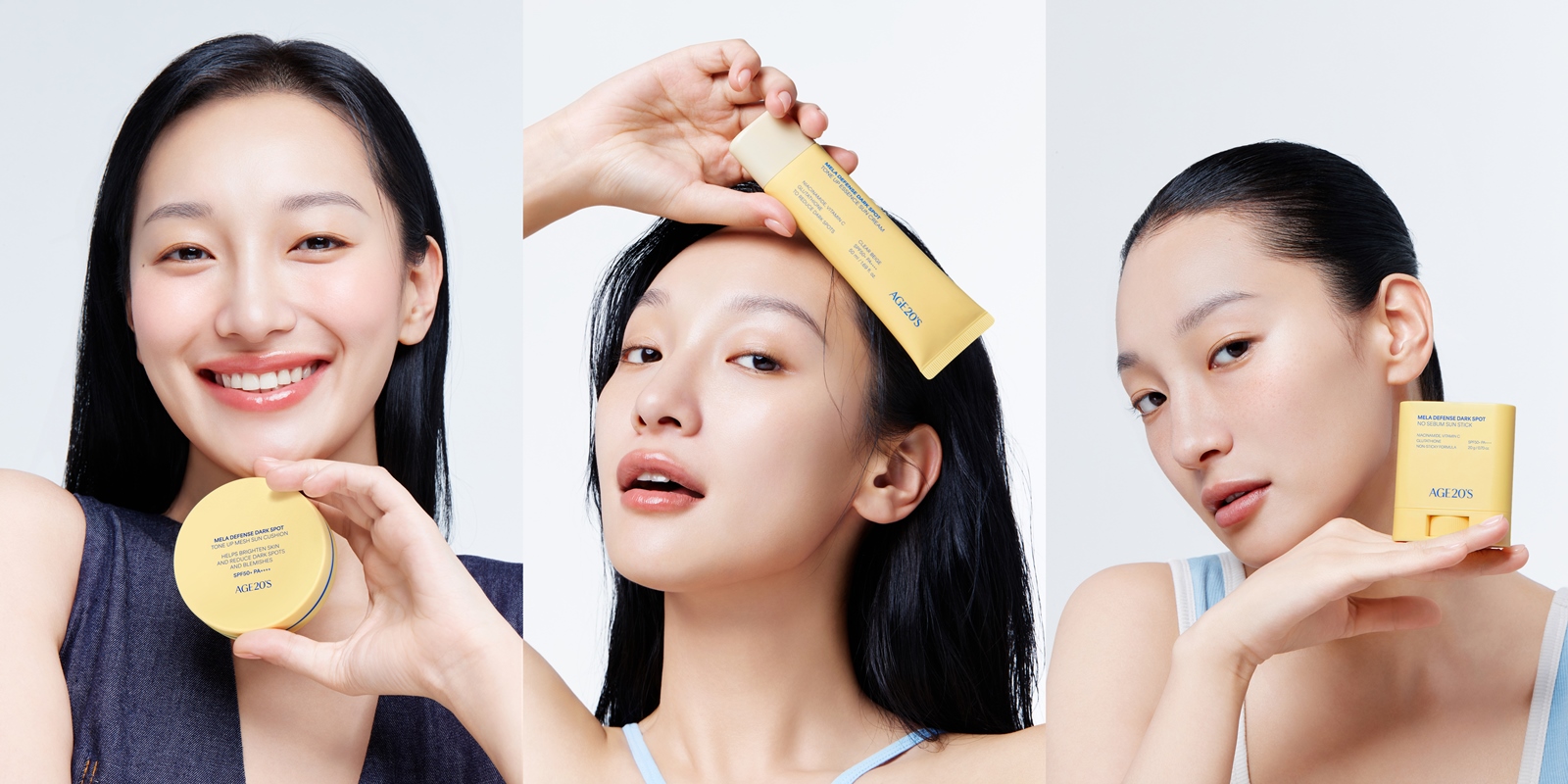 AGE20’S 멜라 디펜스 기미 선케어 3종_모델컷.jpg